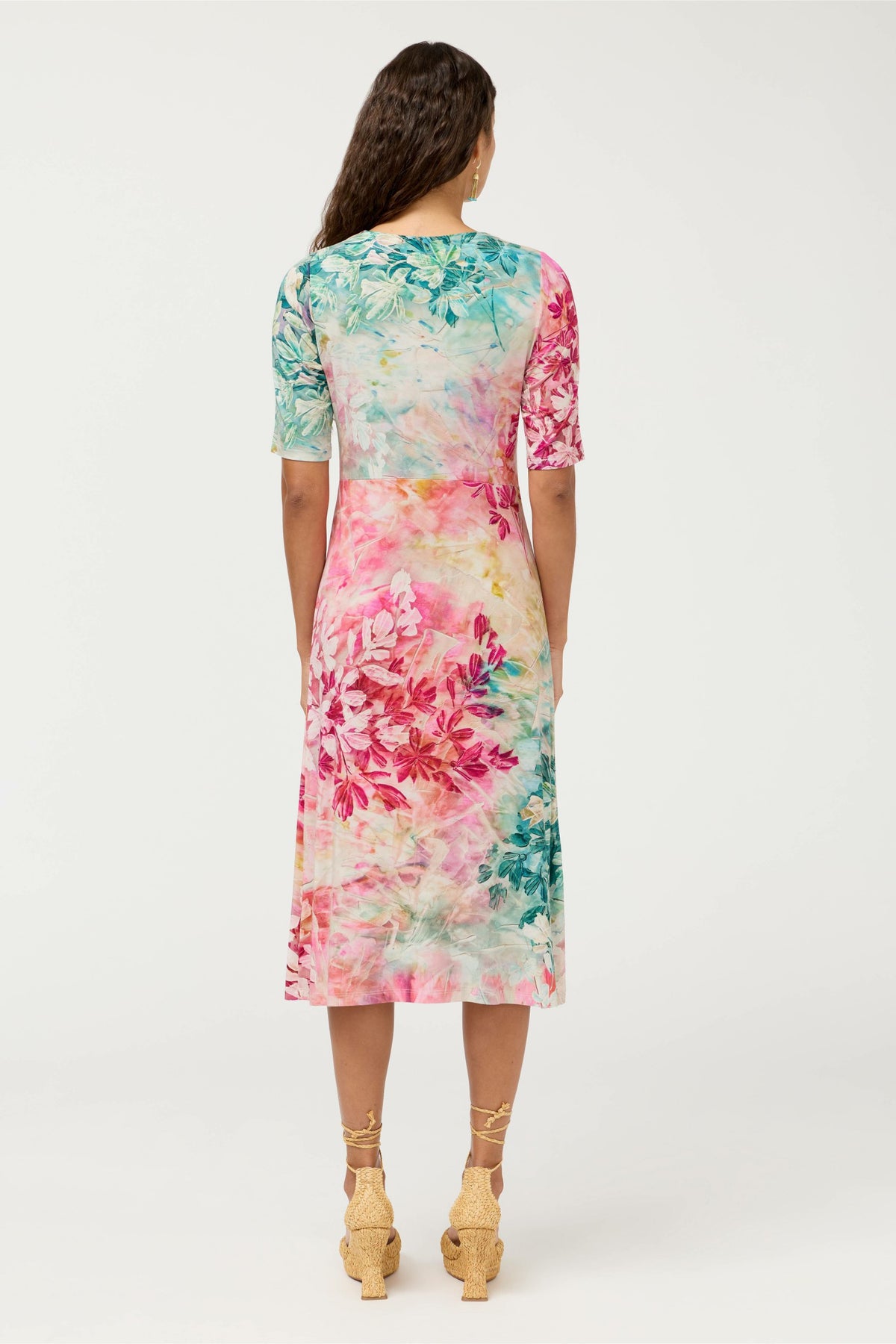 THE JANIE FAVORITE TWIST FRONT MIDI SWING DRESS
