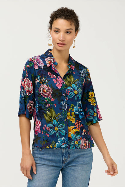 THE JANIE FAVORITE KIMONO SLEEVE BUTTON FRONT TOP