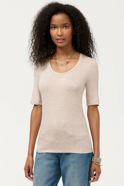 ESSENTIALS ELBOW SLEEVE SCOOP NECK