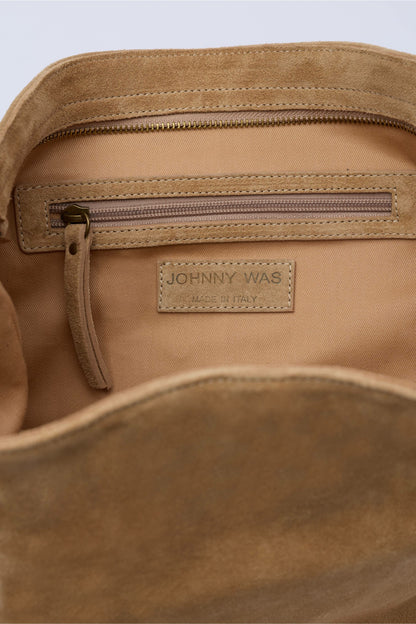 ITALIAN SUEDE CROSSBODY BUCKET BAG