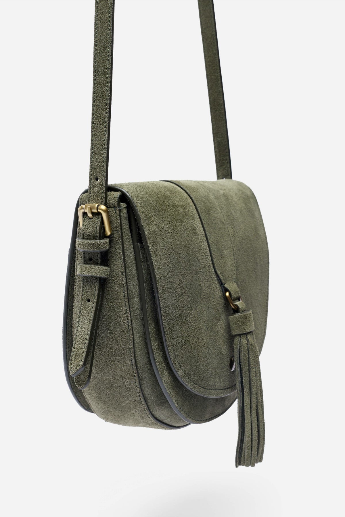 ITALIAN SUEDE BUCKLE SADDLE BAG