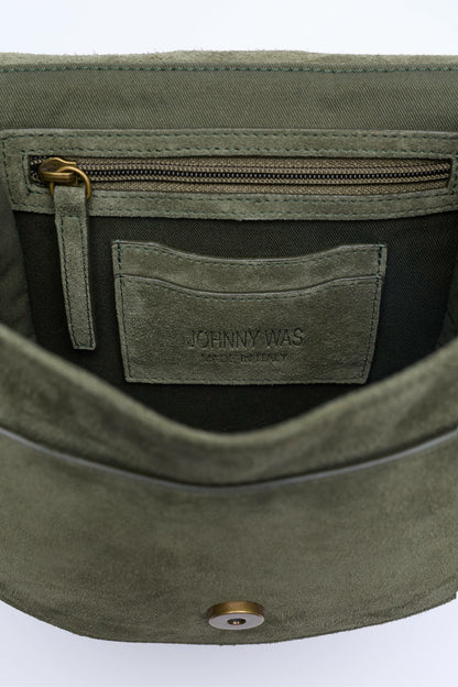 ITALIAN SUEDE BUCKLE SADDLE BAG
