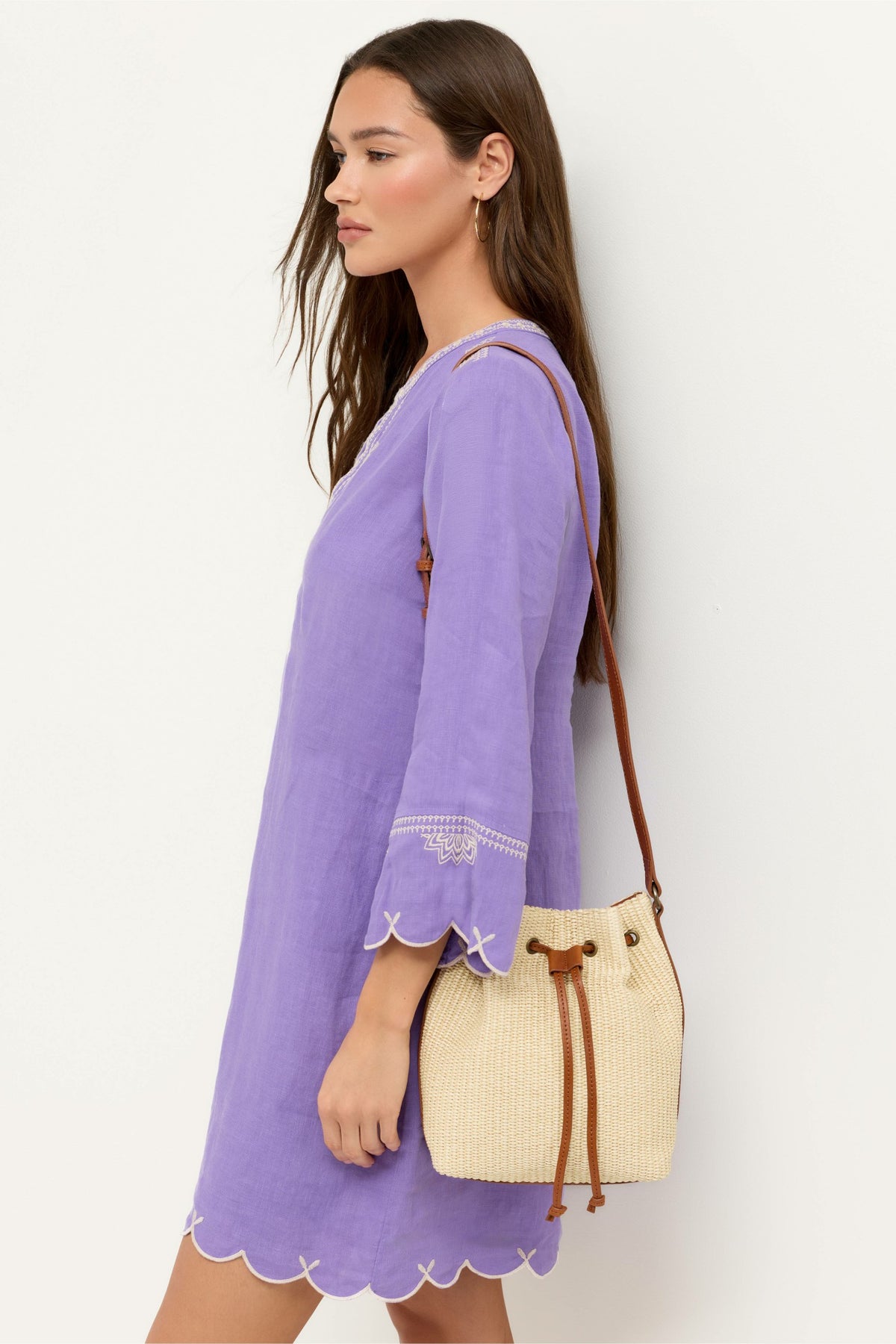 ITALIAN RAFFIA CINCH BUCKET BAG