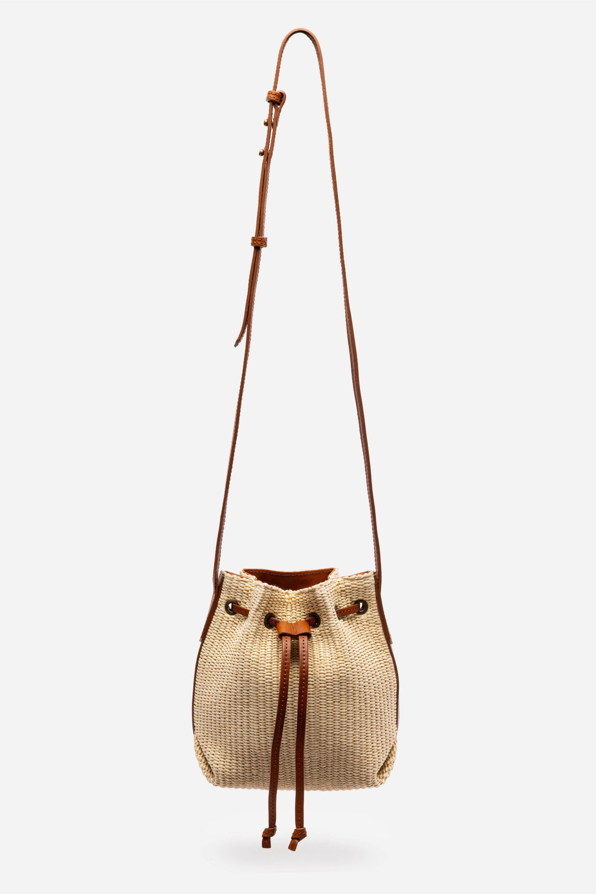 ITALIAN RAFFIA CROSSBODY BUCKET BAG
