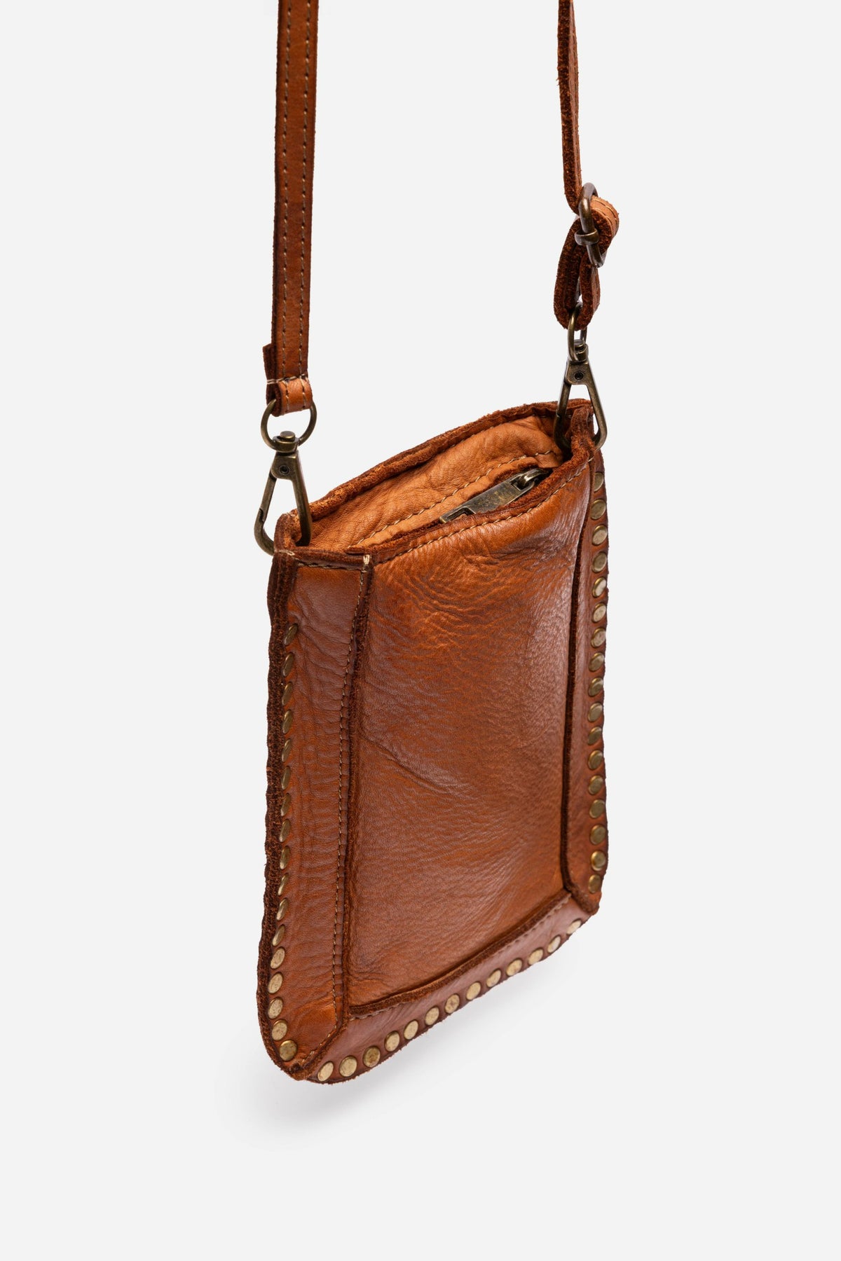 ITALIAN LEATHER STUDDED CELL PHONE CROSSBODY
