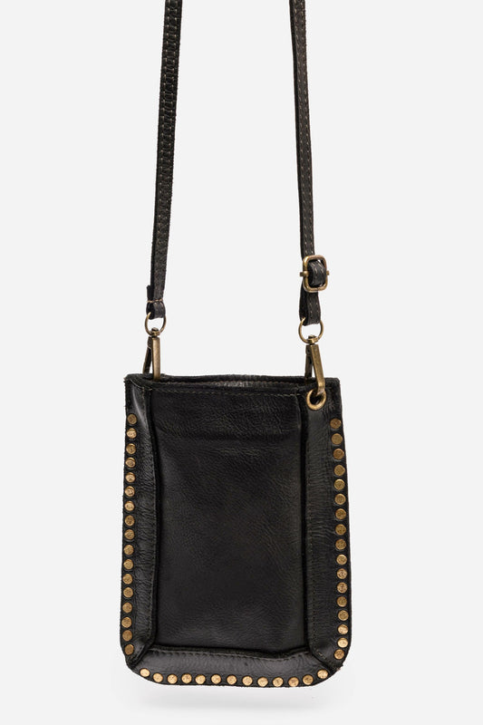 ITALIAN LEATHER STUDDED CELL PHONE CROSSBODY