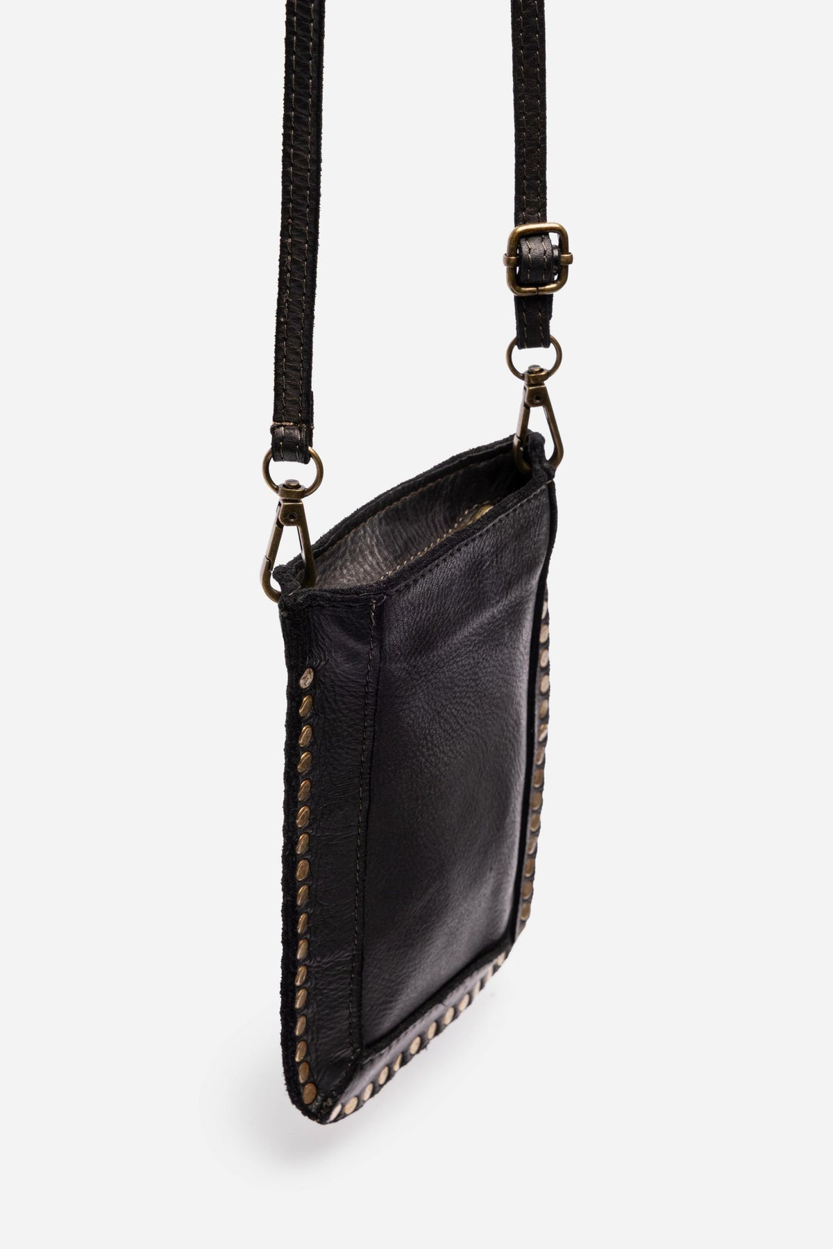 ITALIAN LEATHER STUDDED CELL PHONE CROSSBODY