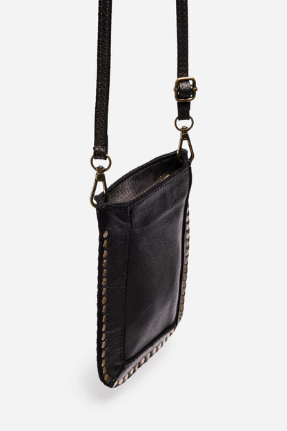 ITALIAN LEATHER STUDDED CELL PHONE CROSSBODY