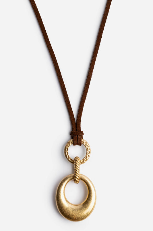 SUEDE RINGS PENDANT NECKLACE