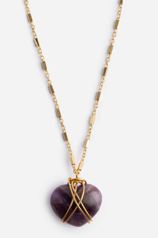 WIRE WRAPPED HEART PENDANT NECKLACE