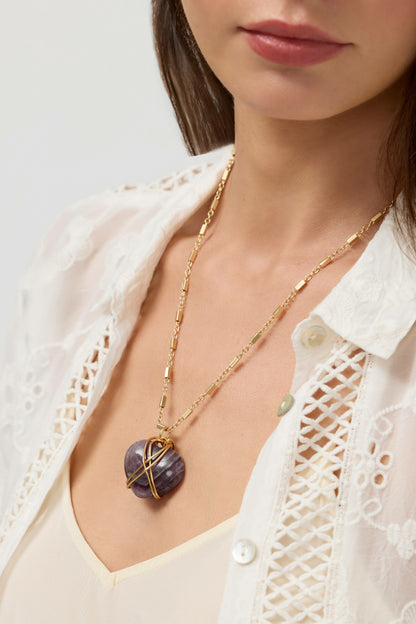 WIRE WRAPPED HEART PENDANT NECKLACE