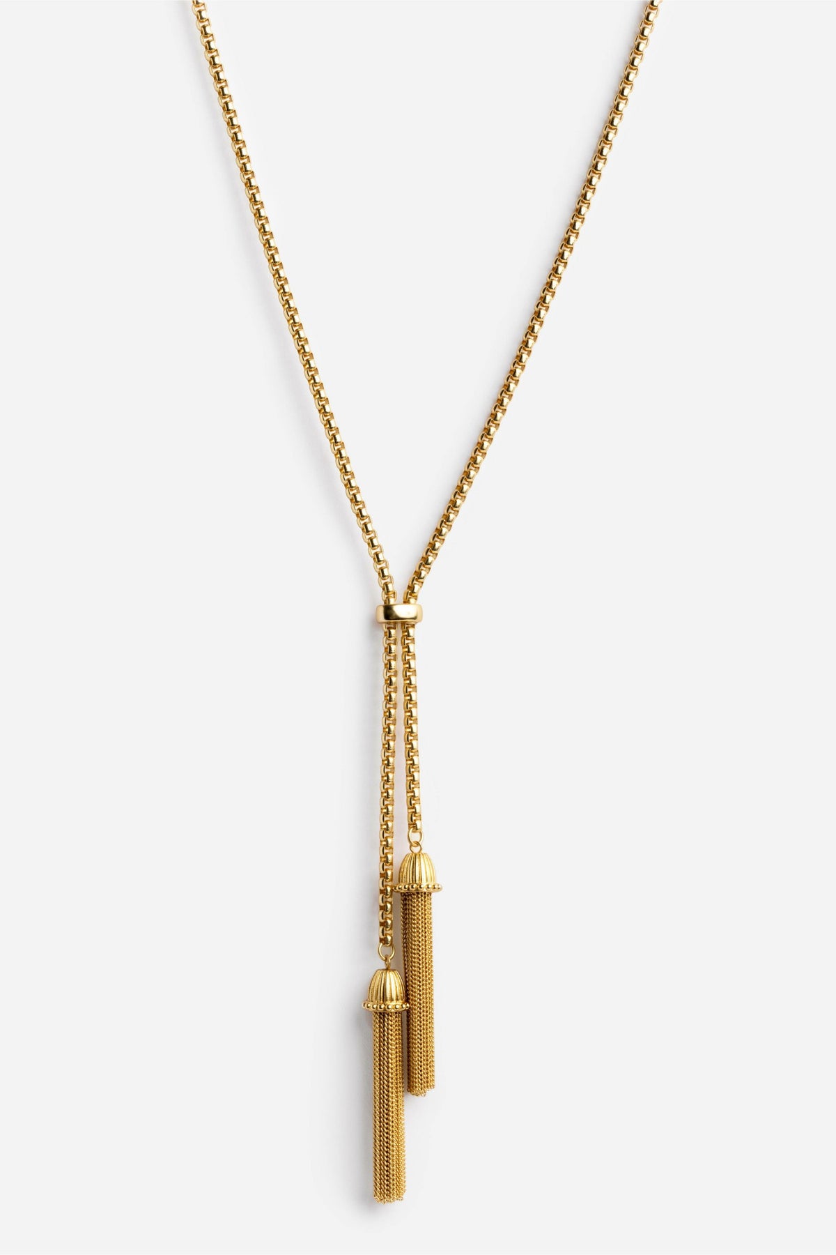 DOUBLE TASSEL CHAIN LARIAT