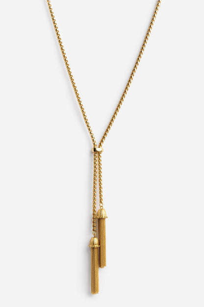 DOUBLE TASSEL CHAIN LARIAT