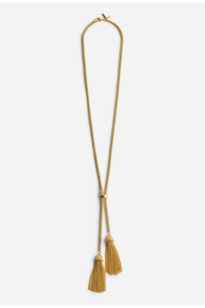 DOUBLE TASSEL CHAIN LARIAT