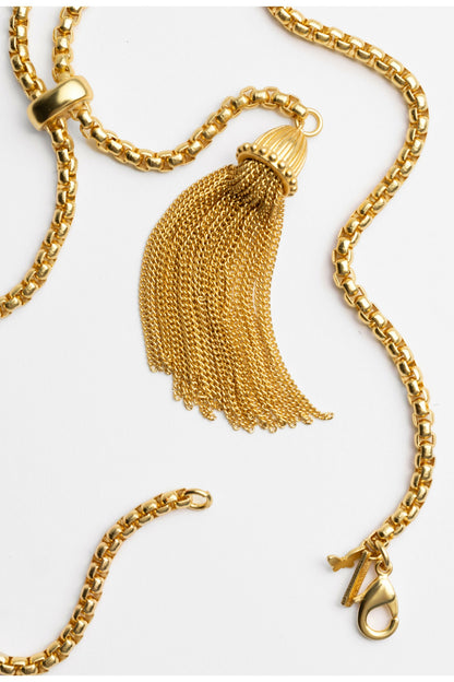 DOUBLE TASSEL CHAIN LARIAT