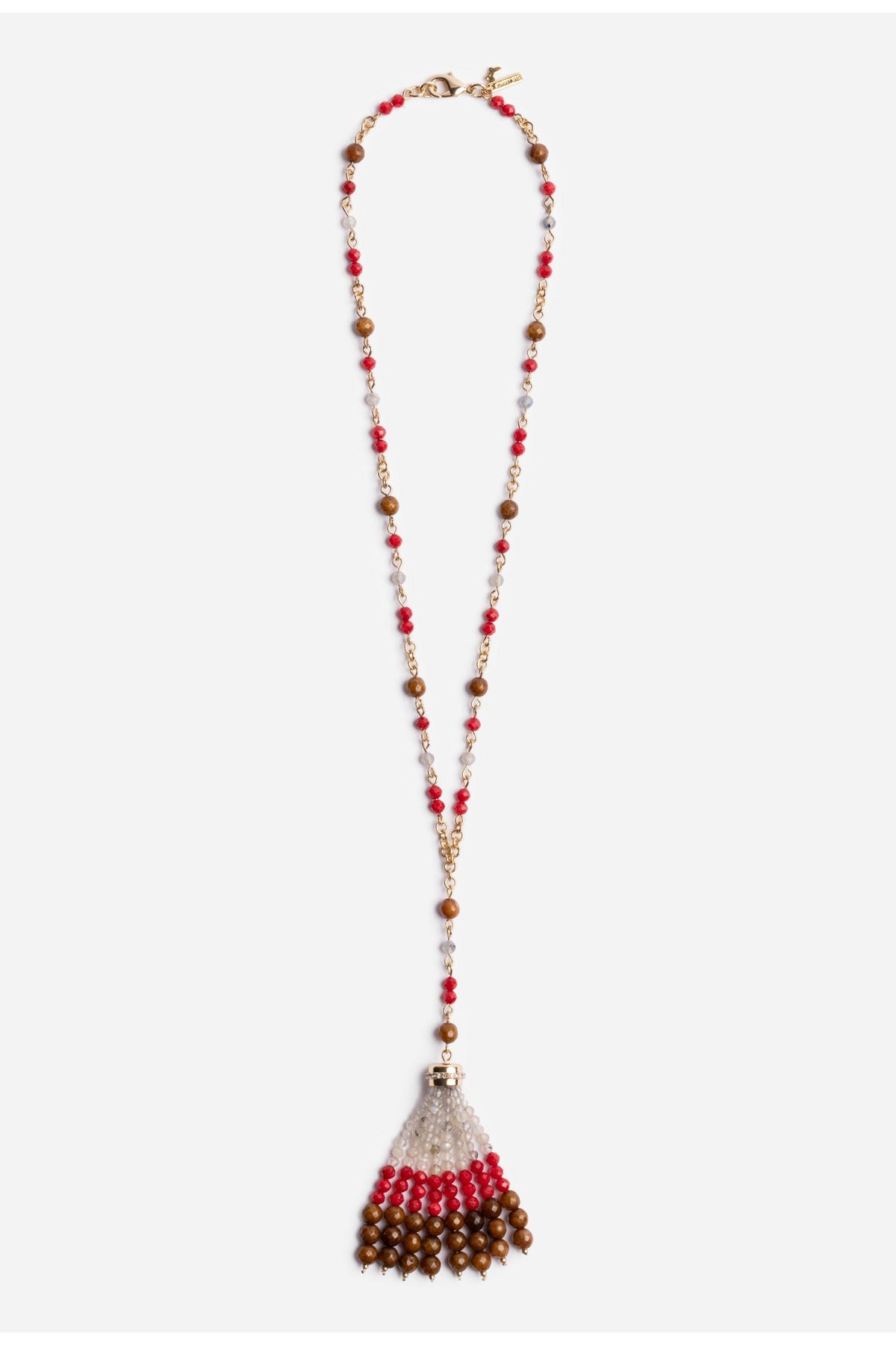 SEMIPRECIOUS BEADED NECKLACE WITH TASSEL