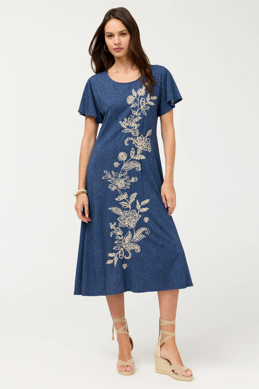 FLUTTER SLEEVE KNIT DRESS