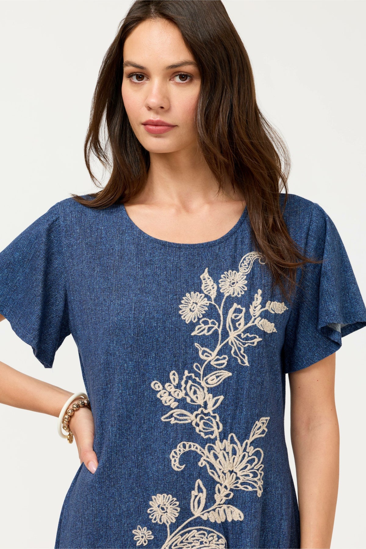 FLUTTER SLEEVE KNIT DRESS