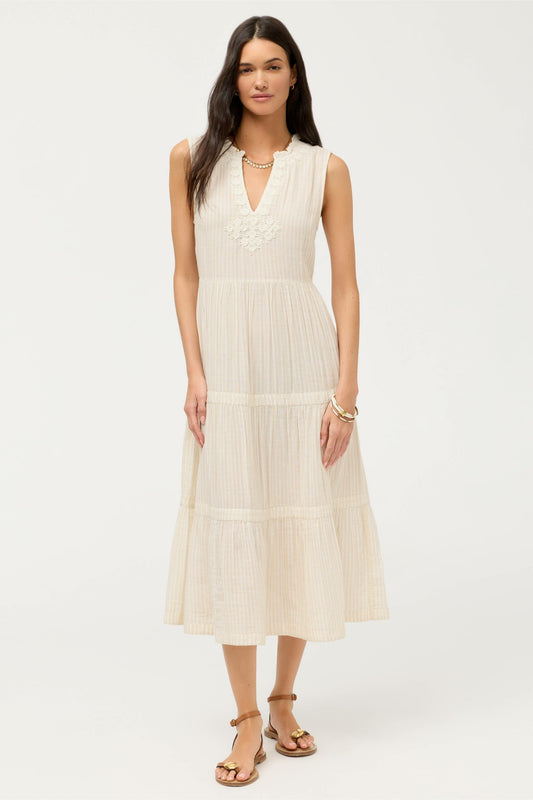 TIERED V-NECK MIDI