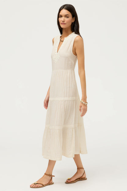TIERED V-NECK MIDI
