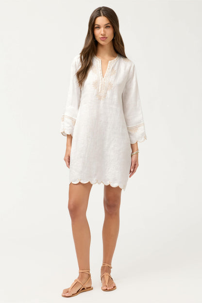 LINEN SCALLOP DRESS