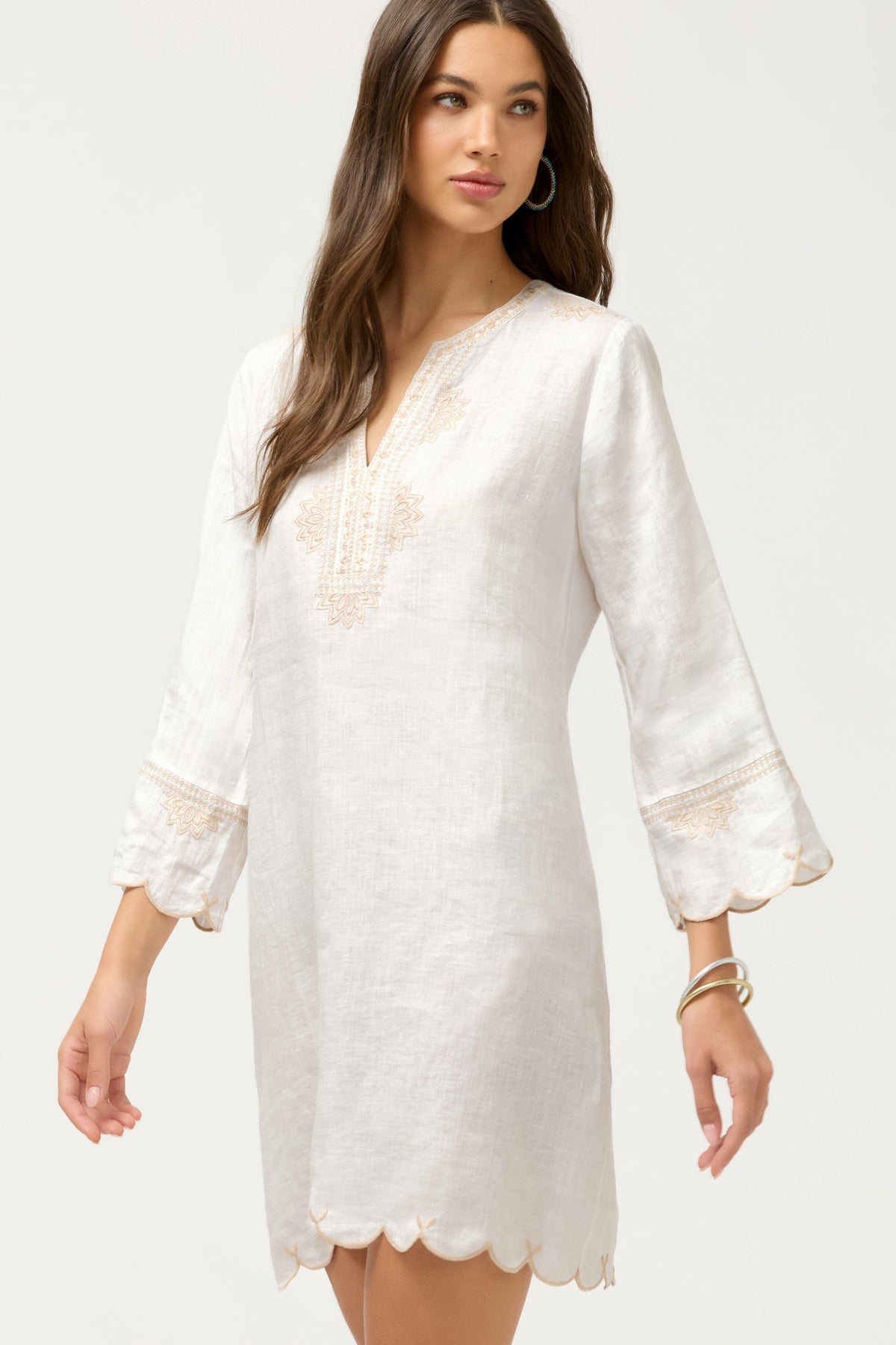 LINEN SCALLOP DRESS