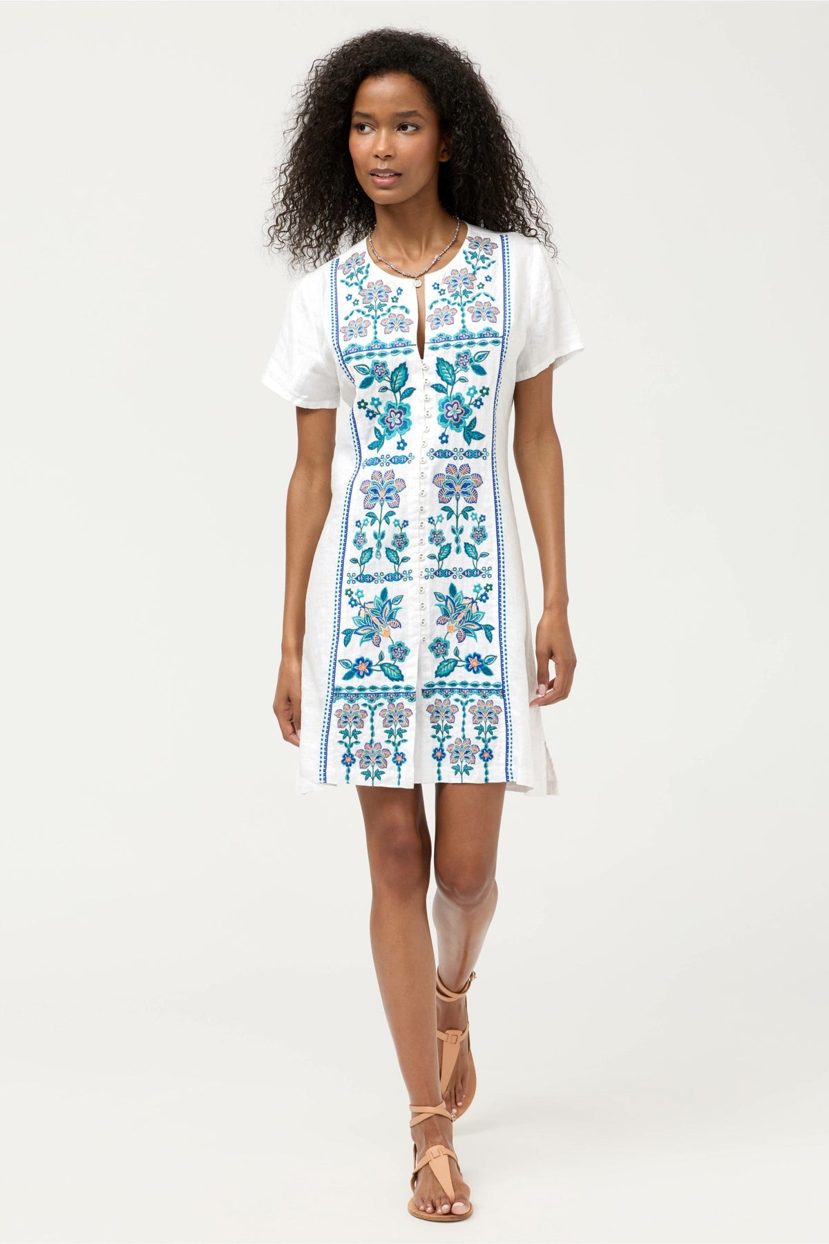 BUTTON FRONT LINEN DRESS