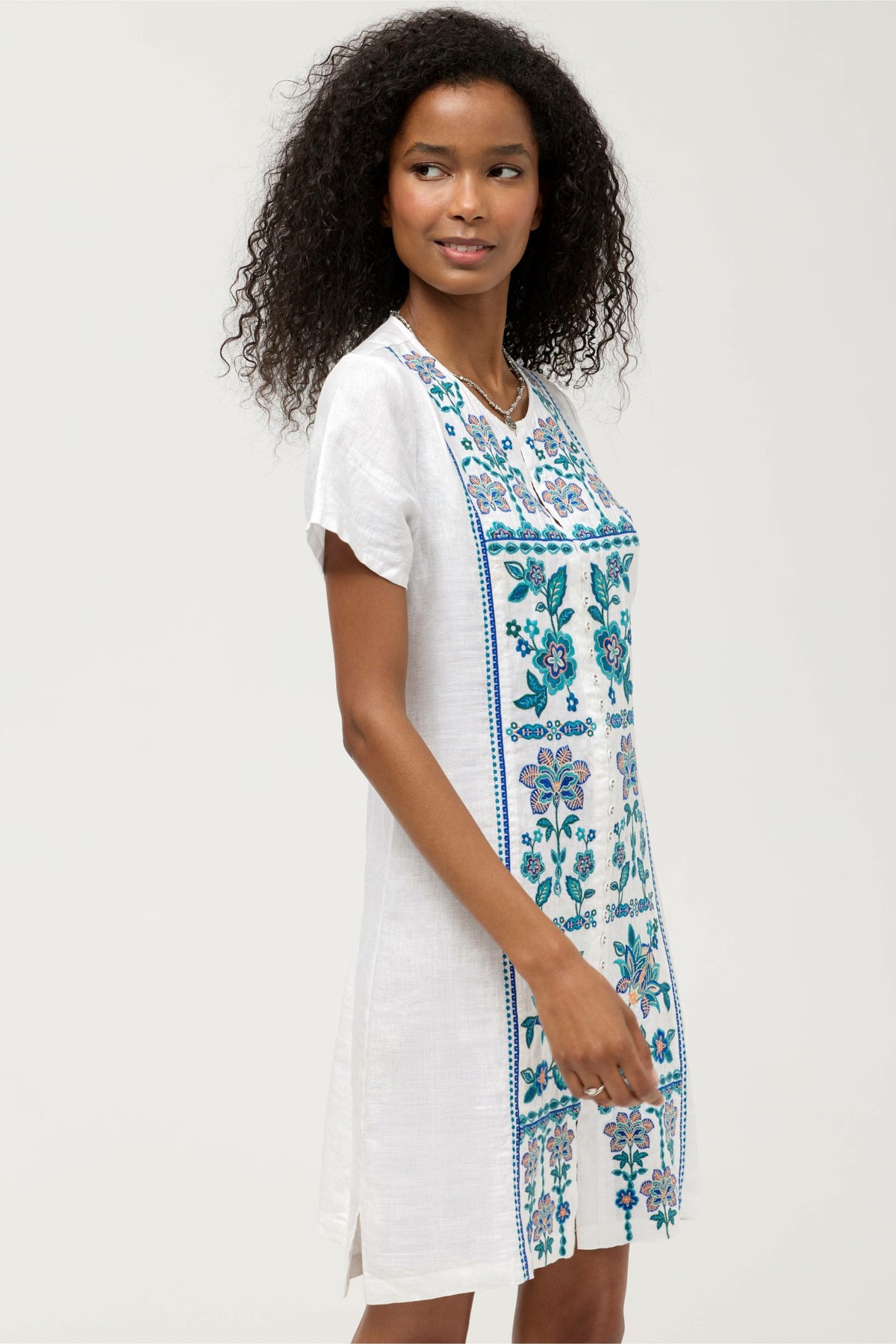 BUTTON FRONT LINEN DRESS