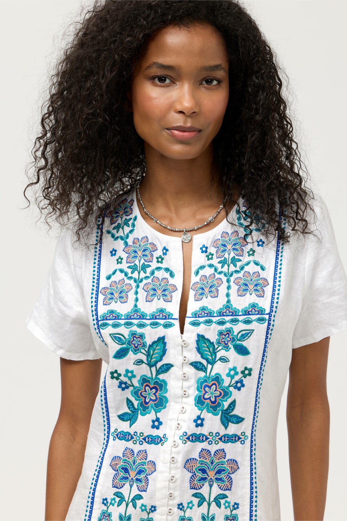 BUTTON FRONT LINEN DRESS