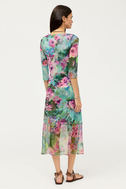 3/4 SLEEVE TULUS MESH MIDI DRESS