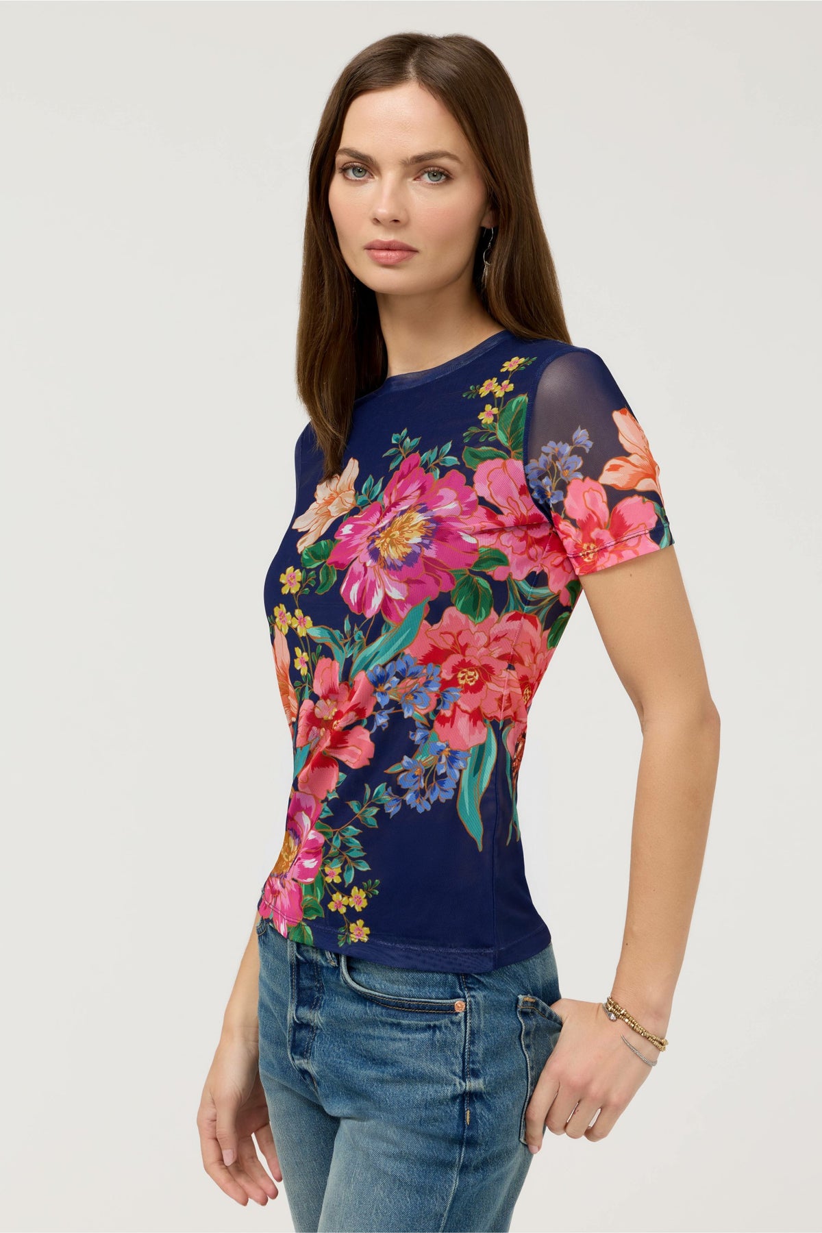 ELEANOR SHORT SLEEVE MESH TEE