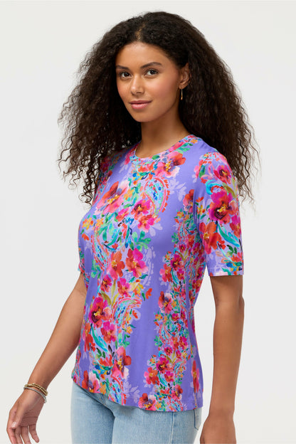 THE JANIE FAVORITE ELBOW SLEEVE CREW NECK SWING TEE