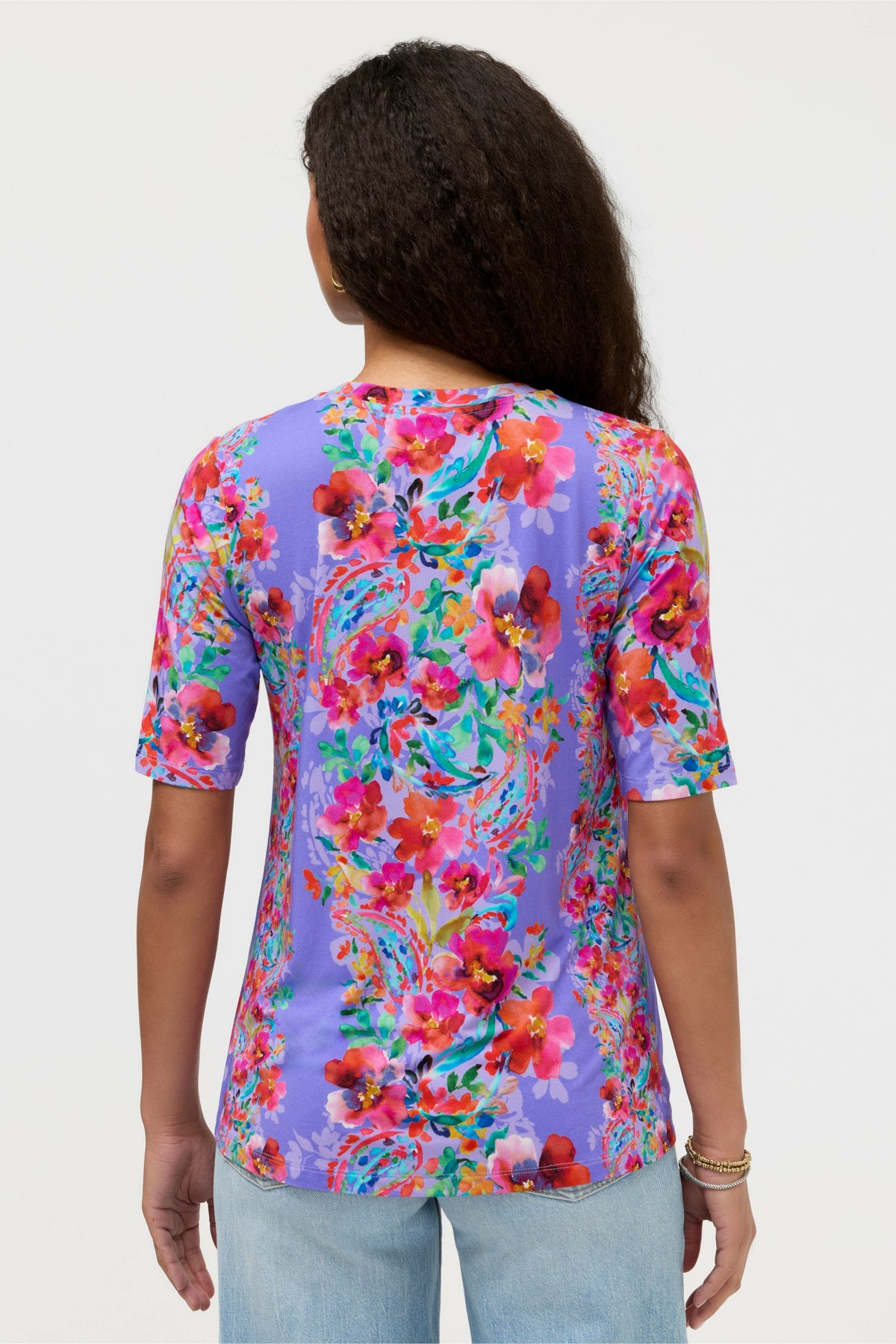 THE JANIE FAVORITE ELBOW SLEEVE CREW NECK SWING TEE