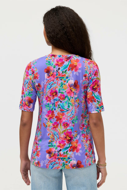 THE JANIE FAVORITE ELBOW SLEEVE CREW NECK SWING TEE