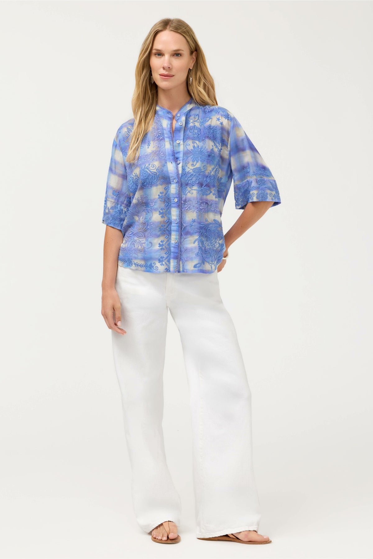 SHORT SLEEVE RELAXED MANDARIN COLLAR SHIRT