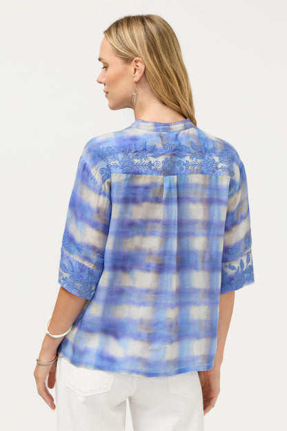 SHORT SLEEVE RELAXED MANDARIN COLLAR SHIRT