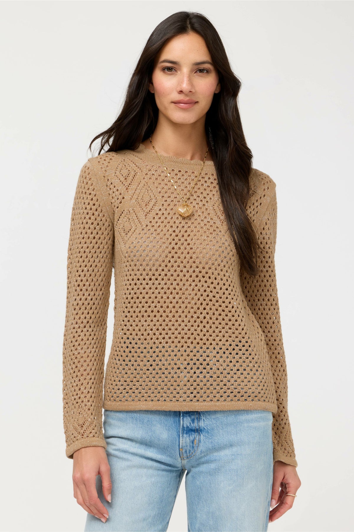THE METALLIC DIAMOND KNIT PULLOVER