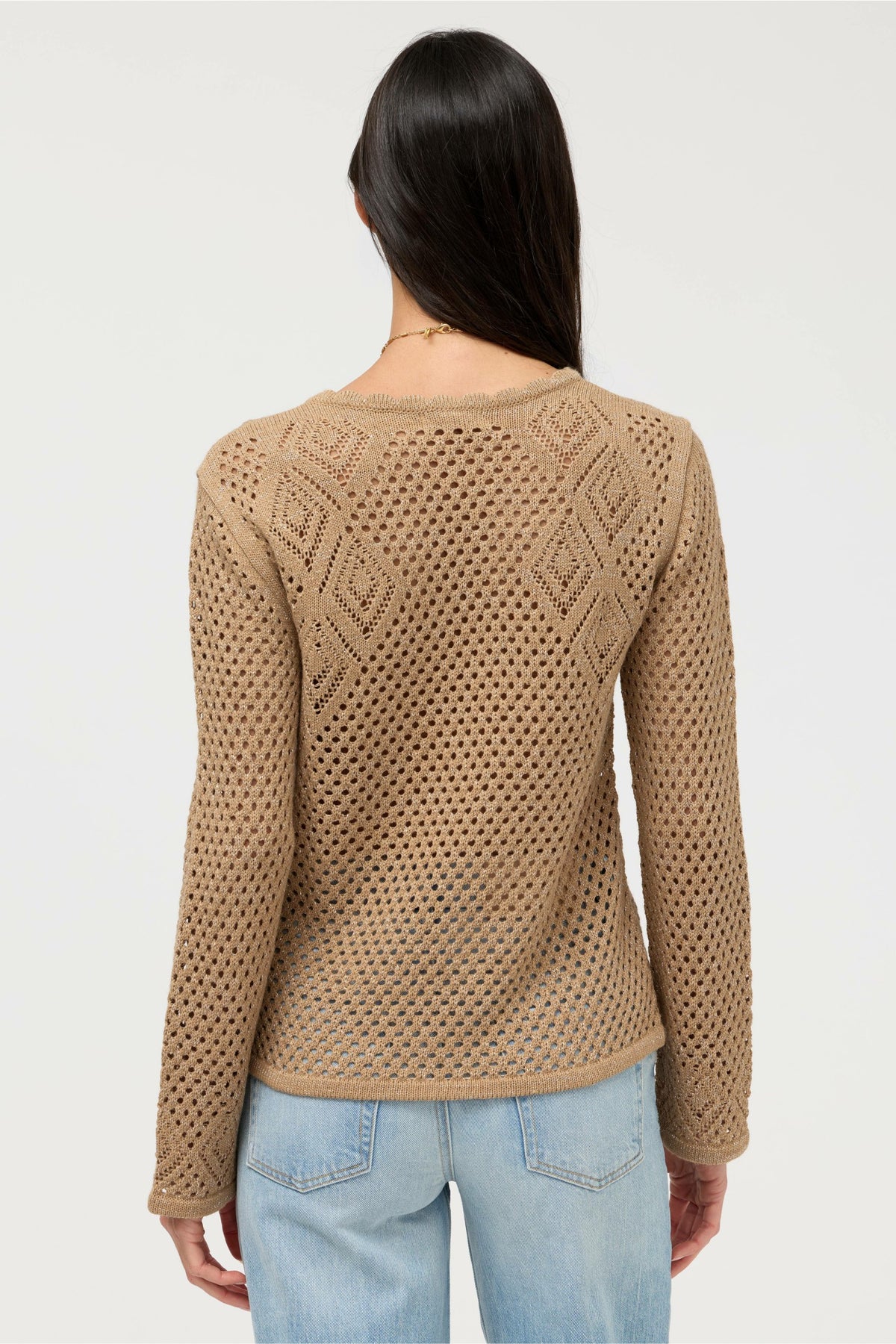 THE METALLIC DIAMOND KNIT PULLOVER