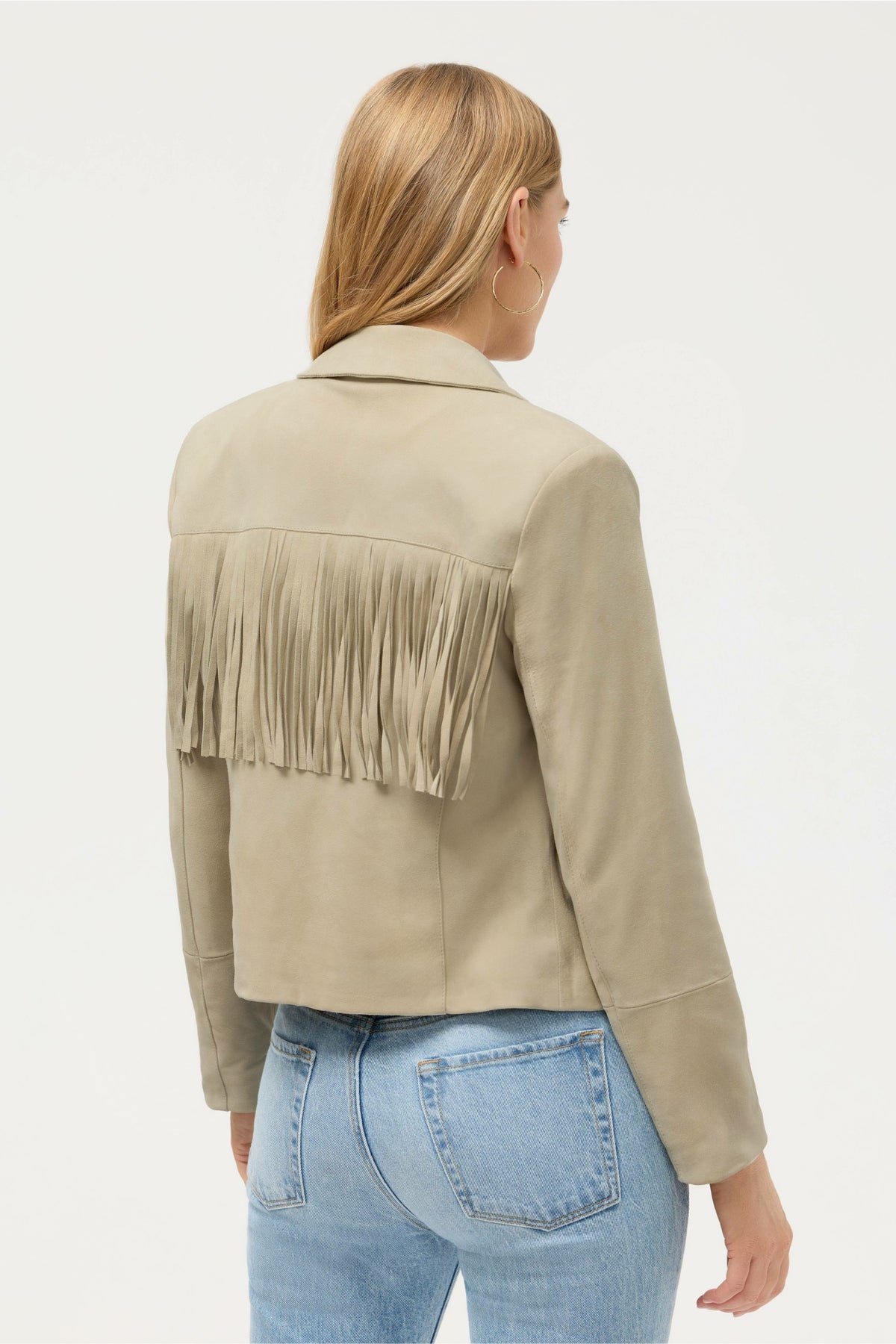 CROPPED FRINGE ITALIAN SUEDE JACKET