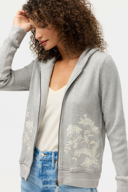 METALLIC THERMAL ZIP UP HOODIE
