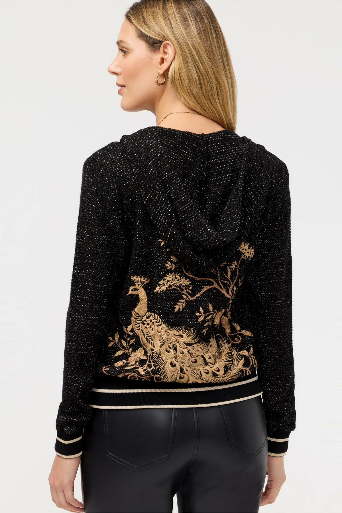 METALLIC THERMAL ZIP UP HOODIE
