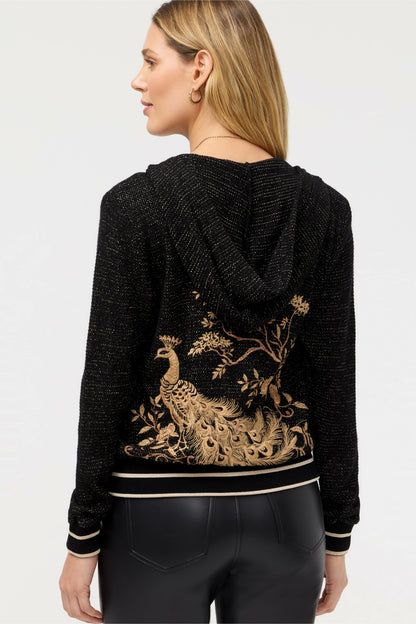 METALLIC THERMAL ZIP UP HOODIE