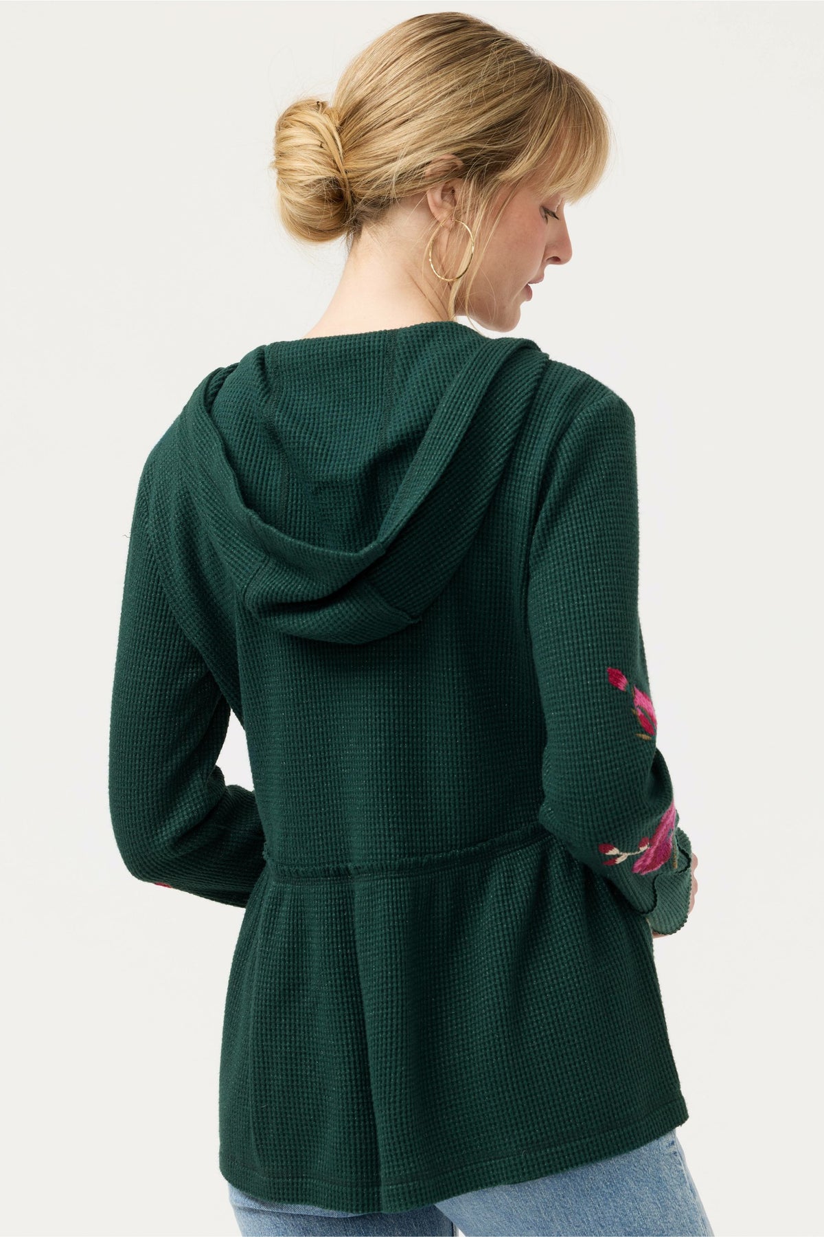 PEPLUM METALLIC THERMAL HOODIE
