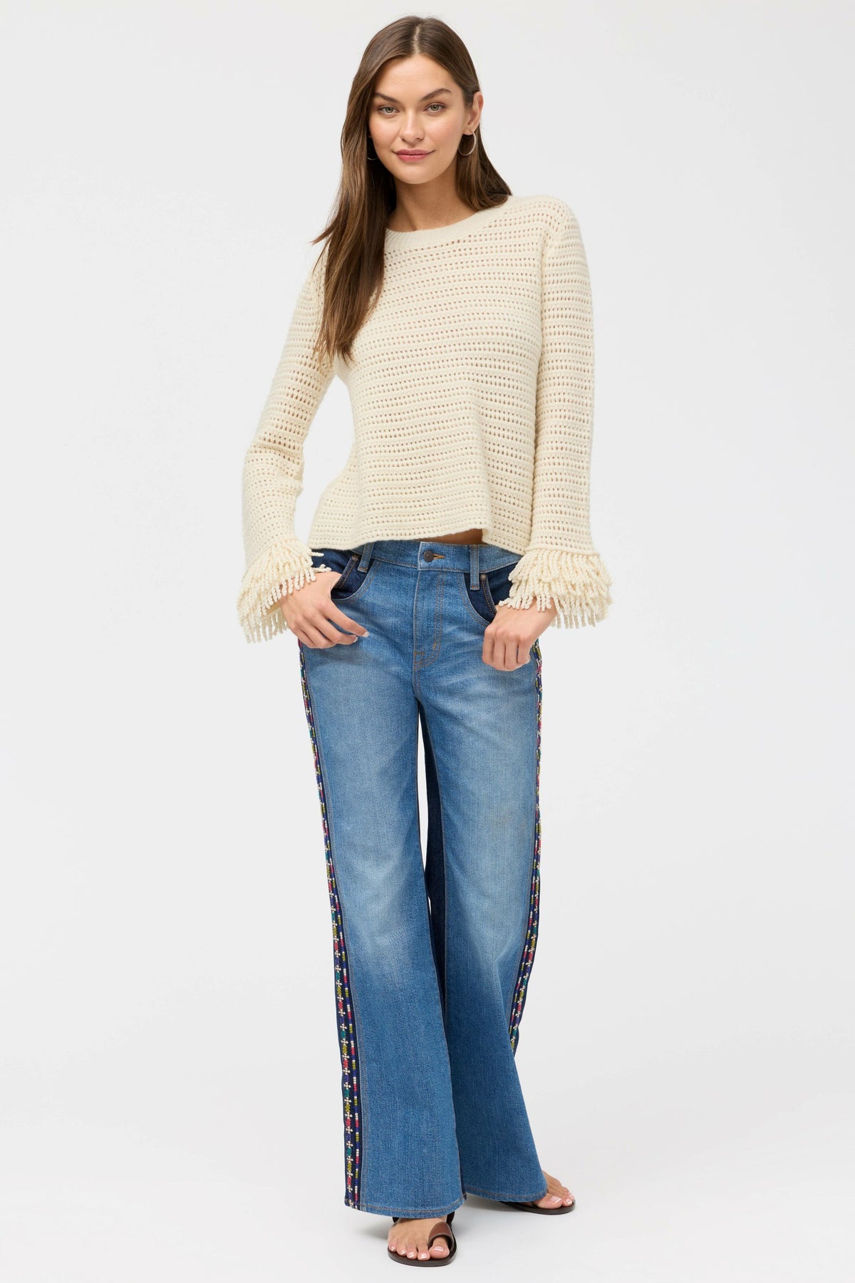 THE LAYERED FRINGE CREW NECK SWEATER
