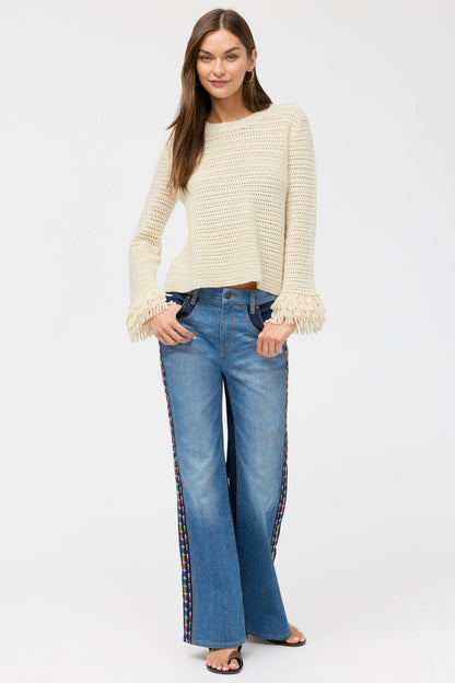 THE LAYERED FRINGE CREW NECK SWEATER