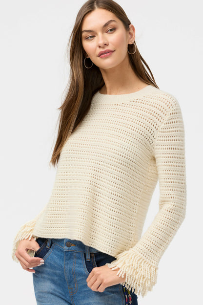 THE LAYERED FRINGE CREW NECK SWEATER