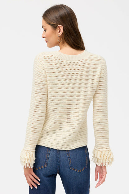 THE LAYERED FRINGE CREW NECK SWEATER