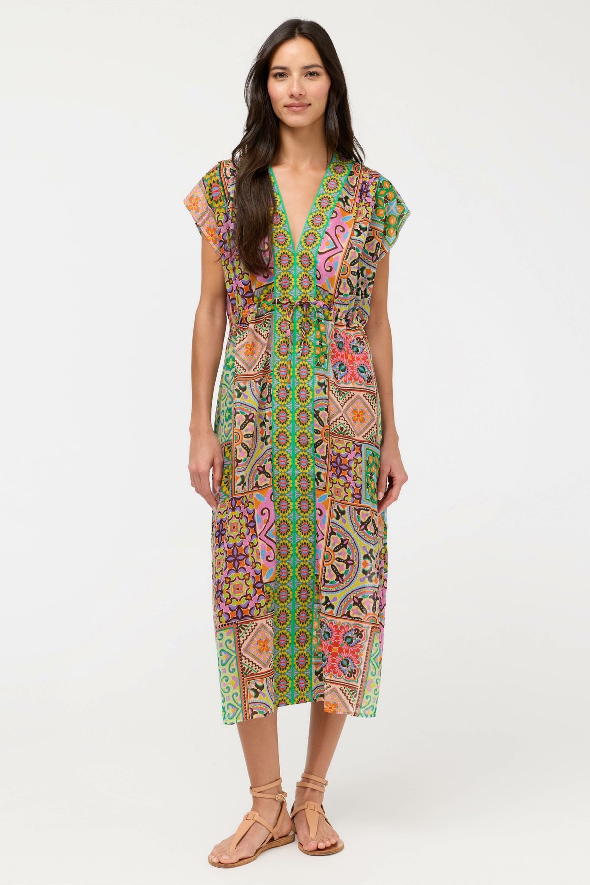 LANTHE V-NECK KAFTAN DRESS
