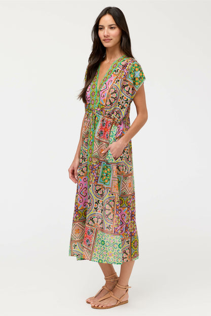 LANTHE V-NECK KAFTAN DRESS