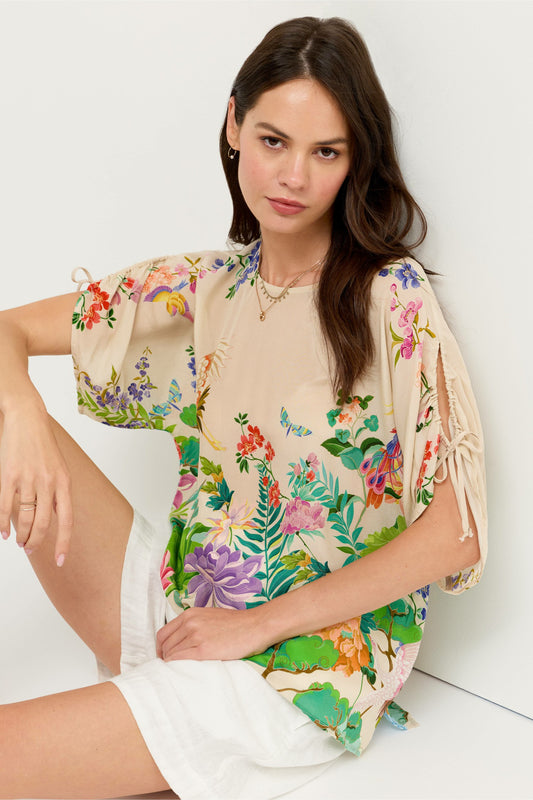 BLUET DRAWCORD SLEEVE BLOUSE